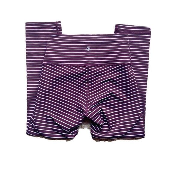 Lululemon Wunder Under High-Rise Crop 21" Full-On Luxtreme Burgundy Striped - Picture 1 of 8